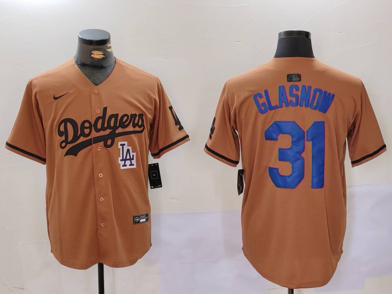 Men Los Angeles Dodgers 31 Glasnow army green joint name 2024 Nike MLB Jersey style 6